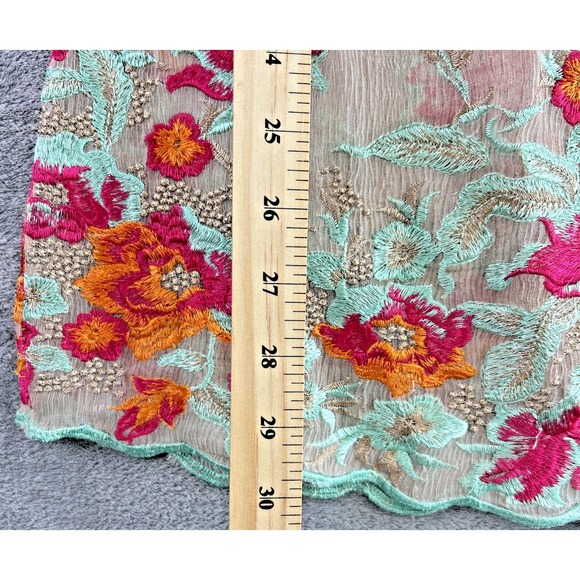 Soft Surroundings XS Mariella Silk Sheer Overlay Embroidery Floral Top Cottage - Picture 7 of 13